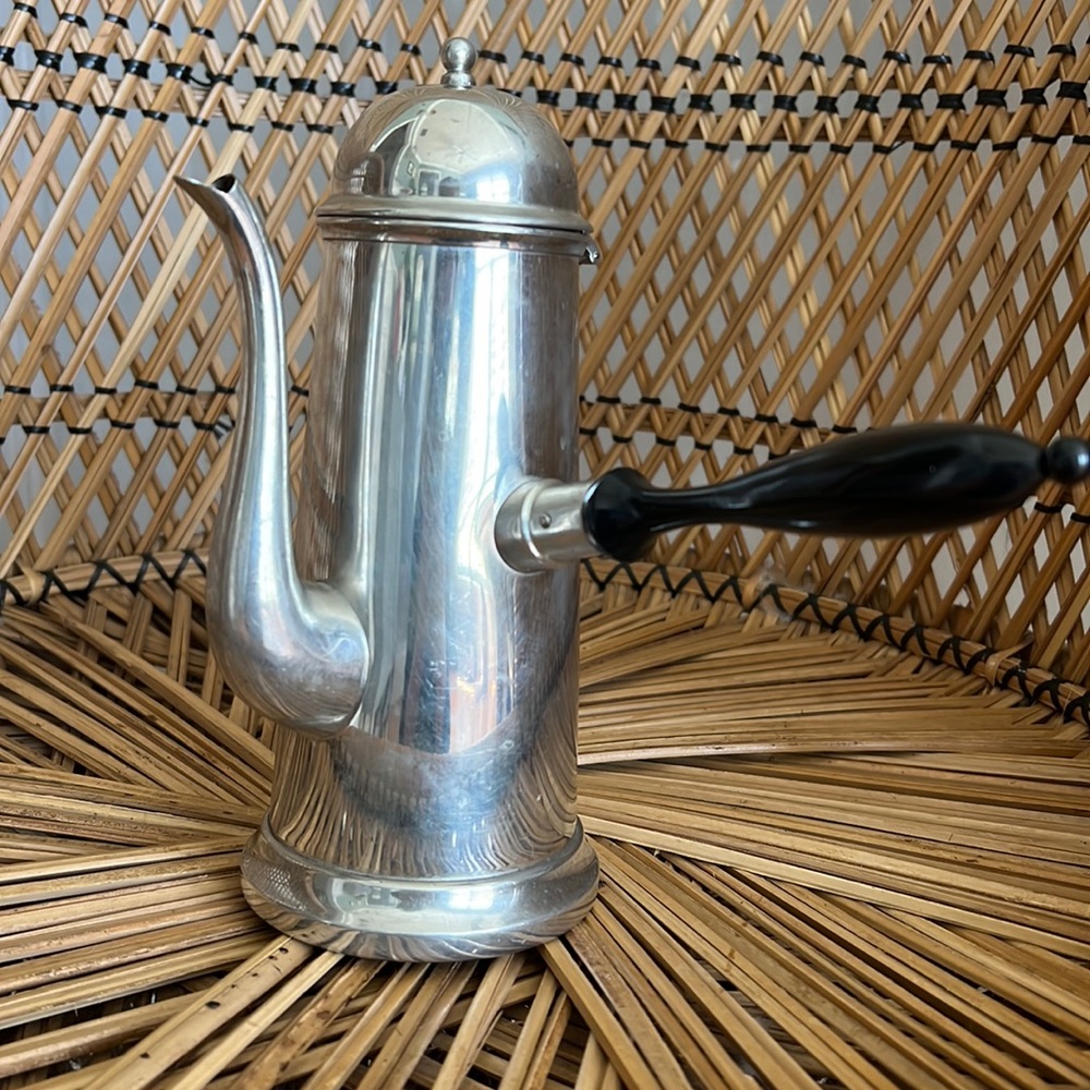 Vintage Queen Art Pewter Brooklyn coffee tea pot Midcentury MCM